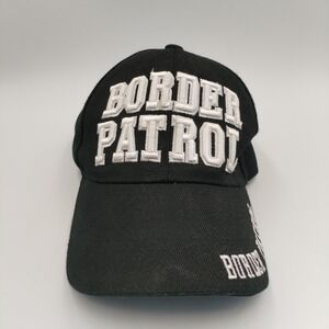 VTG Border Patrol Spell Out Black‎ White Two-Tone Embroidery Baseball Hat Cap